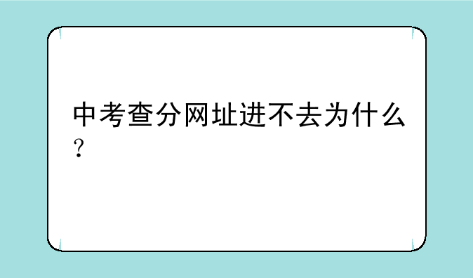中考查分网址进不去为什么？