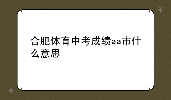 合肥体育中考成绩aa市什么意思