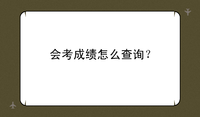 会考成绩怎么查询？
