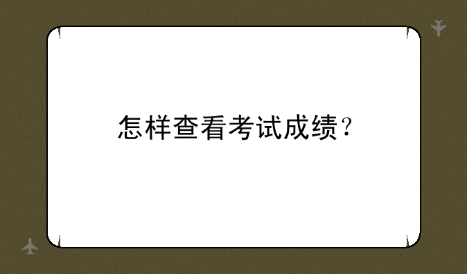怎样查看考试成绩？