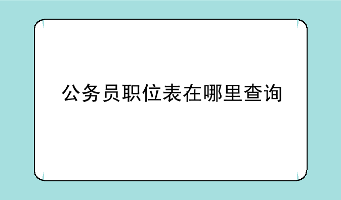 公务员职位表在哪里查询