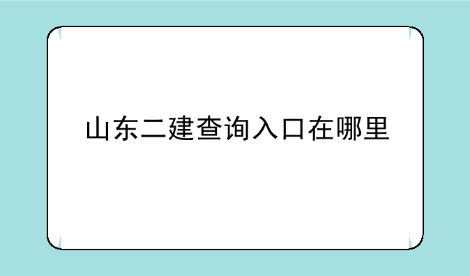 山东二建查询入口在哪里