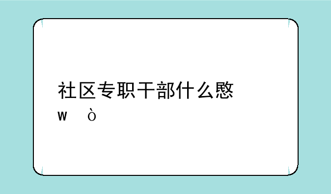 社区专职干部什么意思？