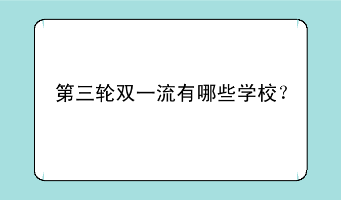 第三轮双一流有哪些学校？
