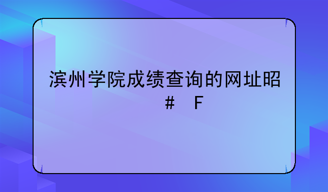 滨州学院成绩查询的网址是什么呀