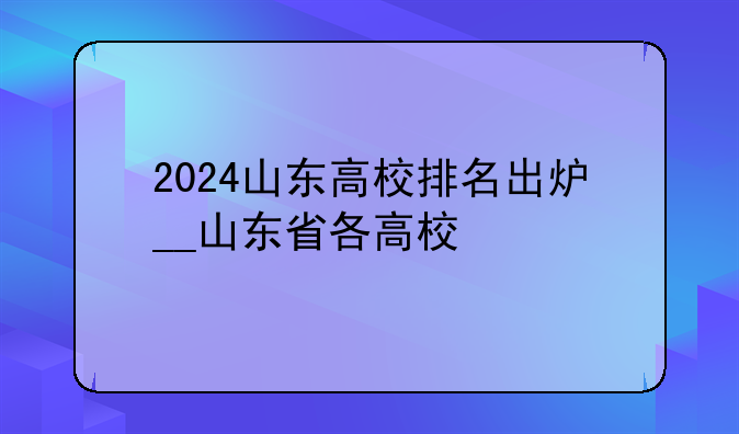2024山东高校排名出炉__山东省各高校