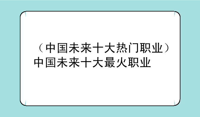 （中国未来十大热门职业）中国未来十大最火职业