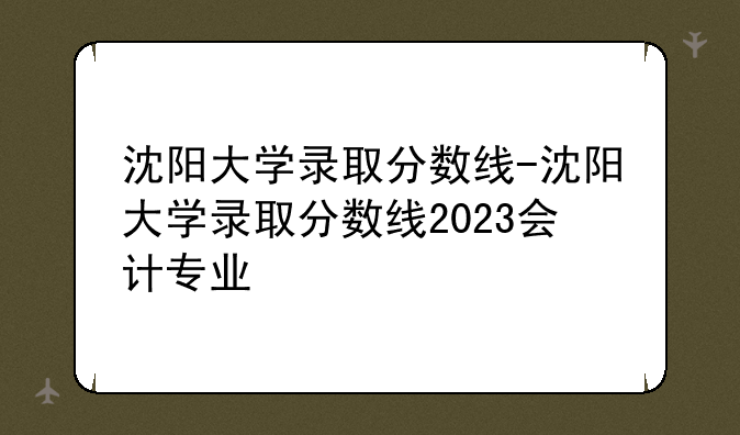 沈阳大学录取分数线-沈阳大学录取分数线2023会计专业